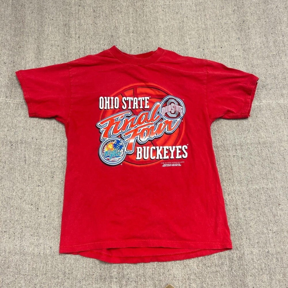 Vintage Ohio State Buckeyes Shirt Mens XL Red 1990s Final Four NCAA Logo 7